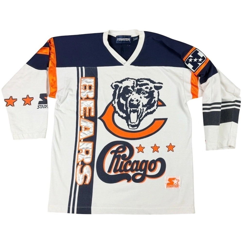 Vtg 80's Chicago Bears Starter Men's XL Shirt The Big Play Satin NFC Patch Retro